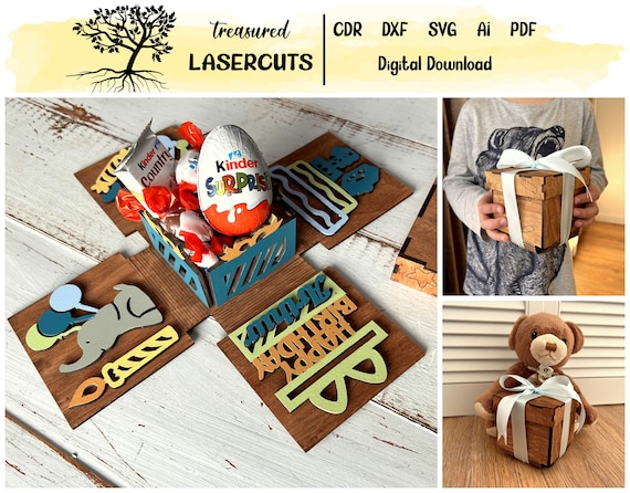 Birthday Explosion Box Svg, Boy Birthday Svg, Girl Birthday SVG, Birthday Gift Lasercut File, Sweets Explosion Box Digital Download