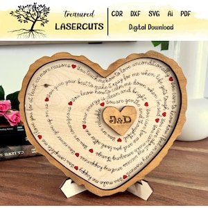 Valentinstag Geschenk SVG, Gründe, warum ich dich liebe zwar, Geschenk für ihn Laser geschnitten Datei, Valentinstag Geschenk Laser geschnitten Datei, digitaler Download