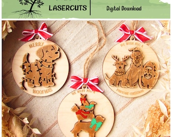 Laser Cut File Dog Ornament, Dog Christmas Ornament Svg, Dog Lover Ornament Laser Cut File, Glowforge, Digital Download