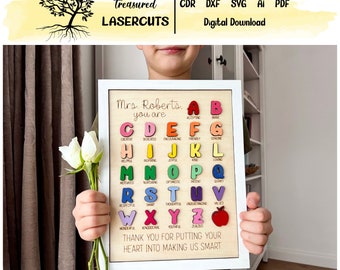 Teacher Gift SVG File, Cut and Score Teacher Glowforge Digital Download, Teacher Appreciation Laser File, Gift SVG, Ai, Pdf, Dxf, Cdr