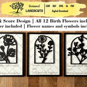 Geburtsblumengeschenk SVG, Geburtstagsgeschenk zwar, Geburtsblumen-Datei, Geschenk für sie, Geburtsblume Laser geschnitten Datei, digitaler Download