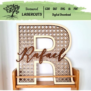 Rattan Alphabet and Numbers Cane (Digital Files) - ALPHABET - 26 Letters - NUMBERS - 0-9 - Digital Laser Cut file - Glowforge file - svg eps