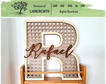Rattan Alphabet and Numbers Cane (Digital Files) - ALPHABET - 26 Letters - NUMBERS - 0-9 - Digital Laser Cut file - Glowforge file - svg eps