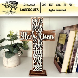 Ostern Kreuz SVG, Ostern Design, Ostern Laser geschnitten, Ostern Dateien geschnitten, religiöses Zeichen Design, Er ist auferstandenes Zeichen Design, digitaler Download
