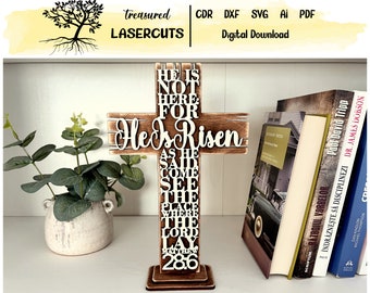 Easter Cross Svg, Easter Svg, Easter Laser Cut, Easter Files Svg, Religious Svg, Religious Sign Svg, He Is Risen Sign Svg, Digital Download