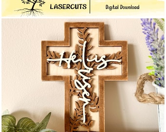 Easter Cross Svg, He is Risen Cross Svg, Easter Laser Cut, Easter Files Svg, Religious Sign Svg, He Is Risen Sign Svg, Digital Download
