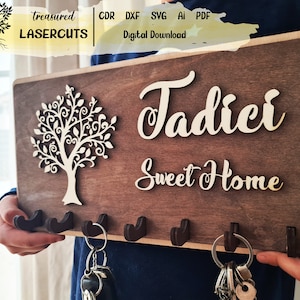 Porte-clés laser fichiers glowforge svg porte-clés dxf porte-clés découpé au laser home sweet home porte-clés porte-svg coupe fichier pour machine laser, cnc