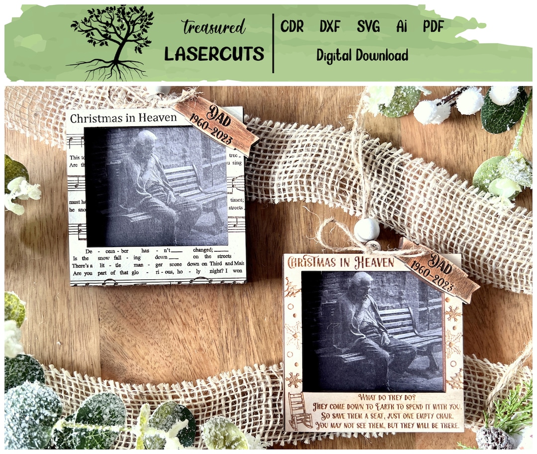 Memorial Ornament SVG, Christmas in Heaven Ornament SVG, Photo Frame
