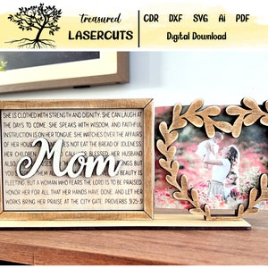 Cornice per foto mamma SVG, regalo per lei Svg, cornice per foto festa della mamma Svg, file di taglio laser regalo mamma, proverbi mamma Svg, download digitale