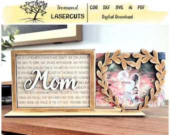 Cadre photo maman SVG, cadeau pour elle, SVG cadre photo fête des mères, cadeau maman fichier découpé au laser, maman proverbes Svg, téléchargement numérique