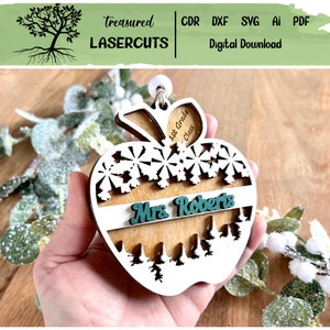 Teacher Ornament SVG, Teacher Ornament Laser, Teacher Christmas Gift SVG, Teacher Ornament File, Teacher Glowforge, Digital Download