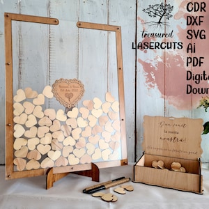 Rectangular Wedding Guest Book Dropbox Digital Design SVG PDF CDR Dxf Ai Laser Cut File Lasercut instant download image 1