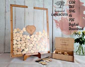 Rectangular Wedding Guest Book Dropbox Digital Design - SVG PDF CDR Dxf Ai Laser Cut File Lasercut - instant download