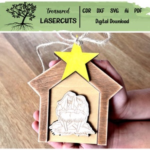 Nativity Christmas Ornament Svg, Nativity Ornament Svg, Nativity Ornament Laser Cut, Glowforge Files, Laser Cut Files, Digital Download