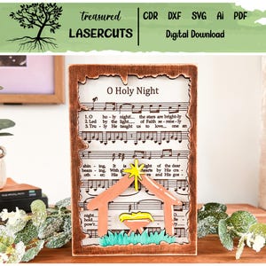 Nativity Shelf Sitter SVG,  Nativity Scene SVG, Christmas House SVG, Nativity Scene Laser Cut File, Glowforge Files, Digital Download