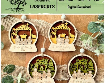 Family Christmas Ornament SVG, Family Ornament Svg, Family Ornament Laser, Christmas Family Svg, Laser Cut File, Glowforge, Digital Download