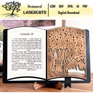 Promessa di Dio ad Abramo Bibbia aggiuntiva, Bibbia Display Svg, Decorazione Bibbia intercambiabile Svg, Taglio laser, Glowforge, Download digitale
