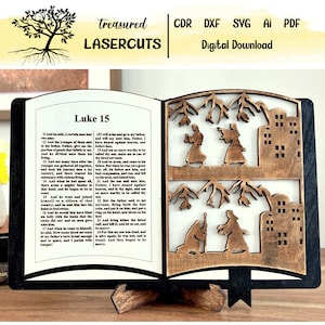 El complemento bíblico del hijo pródigo, pantalla bíblica svg, decoración bíblica intercambiable svg, corte láser, Glowforge, descarga digital