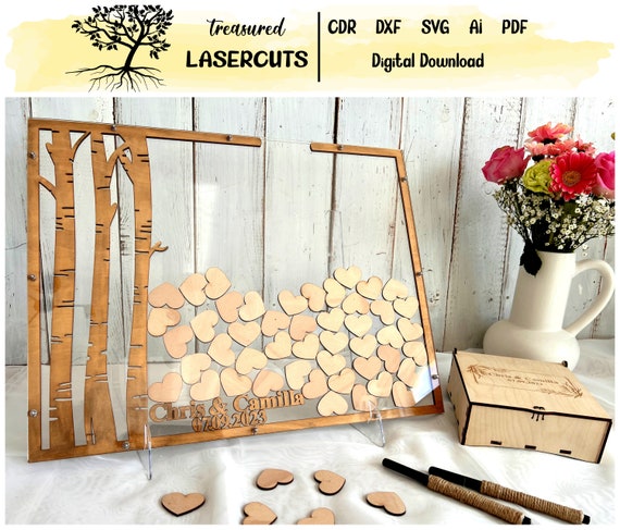 Wedding Guest Book Svg, Guest Book Alternative Svg, Drop Box Guest Book File, Tree Guest Book Laser Cut, Glowforge, Digital Download