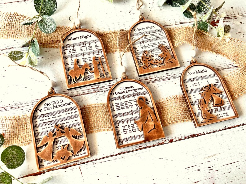 Nativity Ornament SVG, Christmas Ornament Svg, Music Sheet Nativity