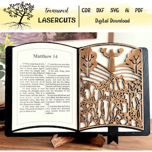Jesus Feeds the 5000 Bible Add-on, Bibbia in formato Svg, decorazione della Bibbia in formato Svg intercambiabile, taglio laser, Glowforge, download digitale