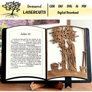 I am the Vine Bible Add On, Bible Display Svg, Bible Decoration Interchangeable Svg, Laser Cut, Glowforge, Digital Download