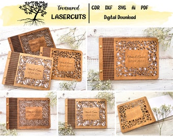 Guest Book Cover SVG, Book Cover SVG, Wedding Guest Book Cover Svg, Notebook Cover Laser Cut, Glowforge, Digital Download