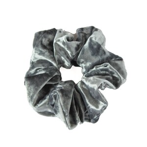 Dark Gray Velvet Scrunchie | Fashion Hair Accessories | Big Scrunchies | Soft & Shimery | Blue Grey Dusty