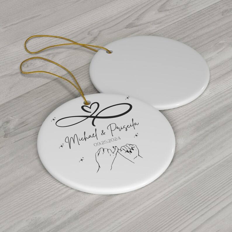 Personalized Couple Newlywed Christmas Ornament Custom Name and Date