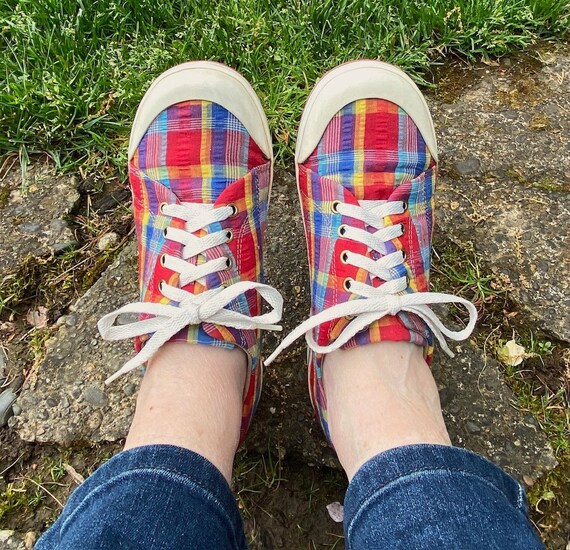 Scarpe da tennis vintage Dansko rosse TARTAN Plaid con lacci da donna taglia EU 39 US 8 1 2 9 Etsy Italia