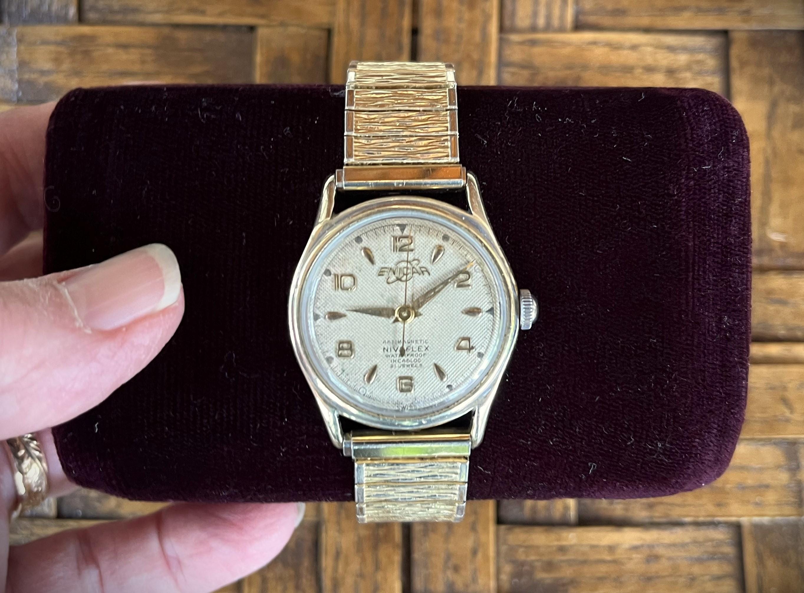 Gold enicar watch - Etsy 日本
