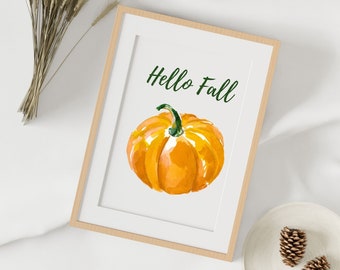 Hello Fall, Printable Wall Art, Digital Art, Printables, Fall Decor, Thanksgiving Printable Wall Art, Wall Art, Wall Decor