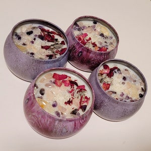 Love And Compassion Candle - Crystal Healing Candle - Spiritual Candle - Soy Wax - Metaphysical - Crystal And Herbs
