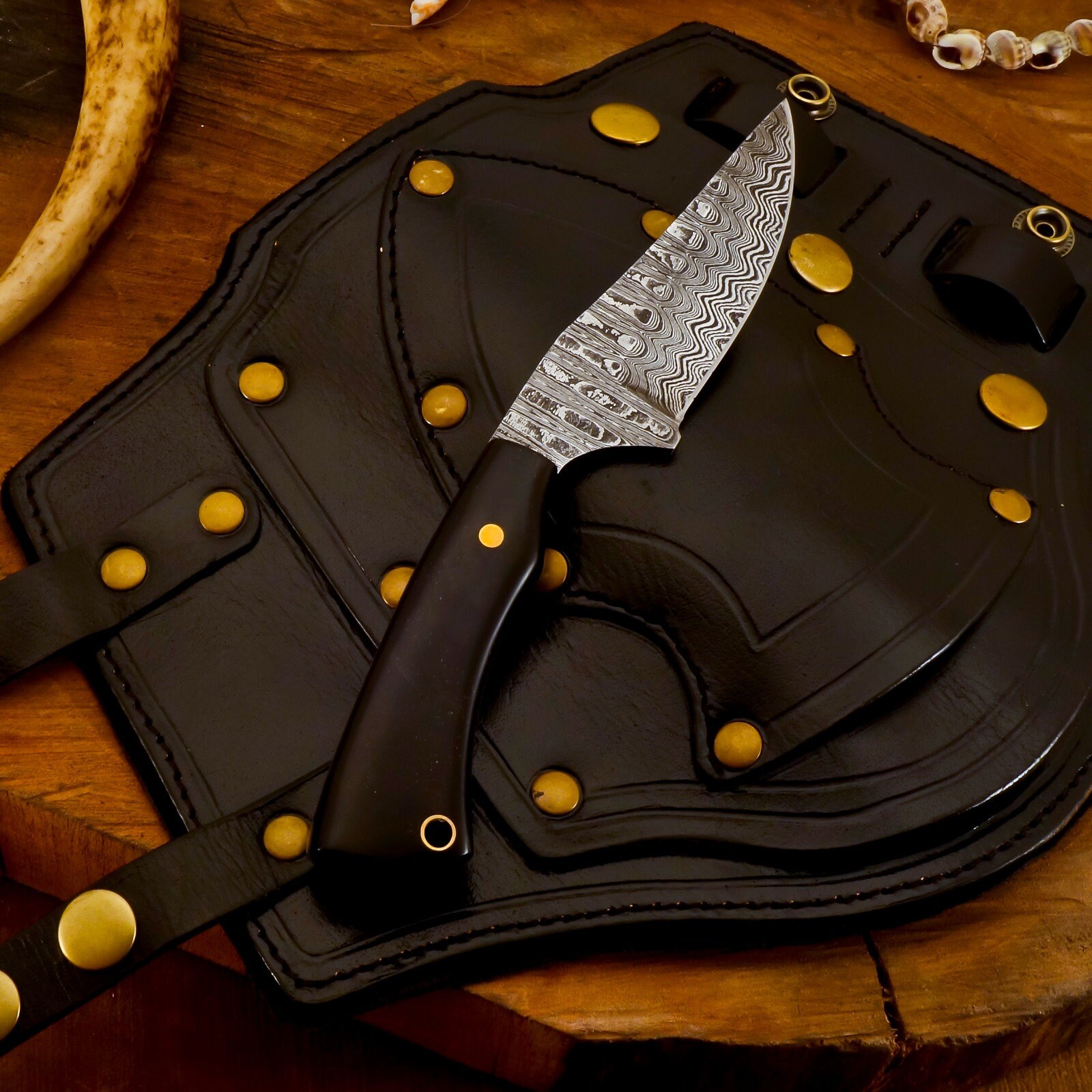 Handmade Black Leather Wrist Cuff Sheath Handmade Wrist Knife With