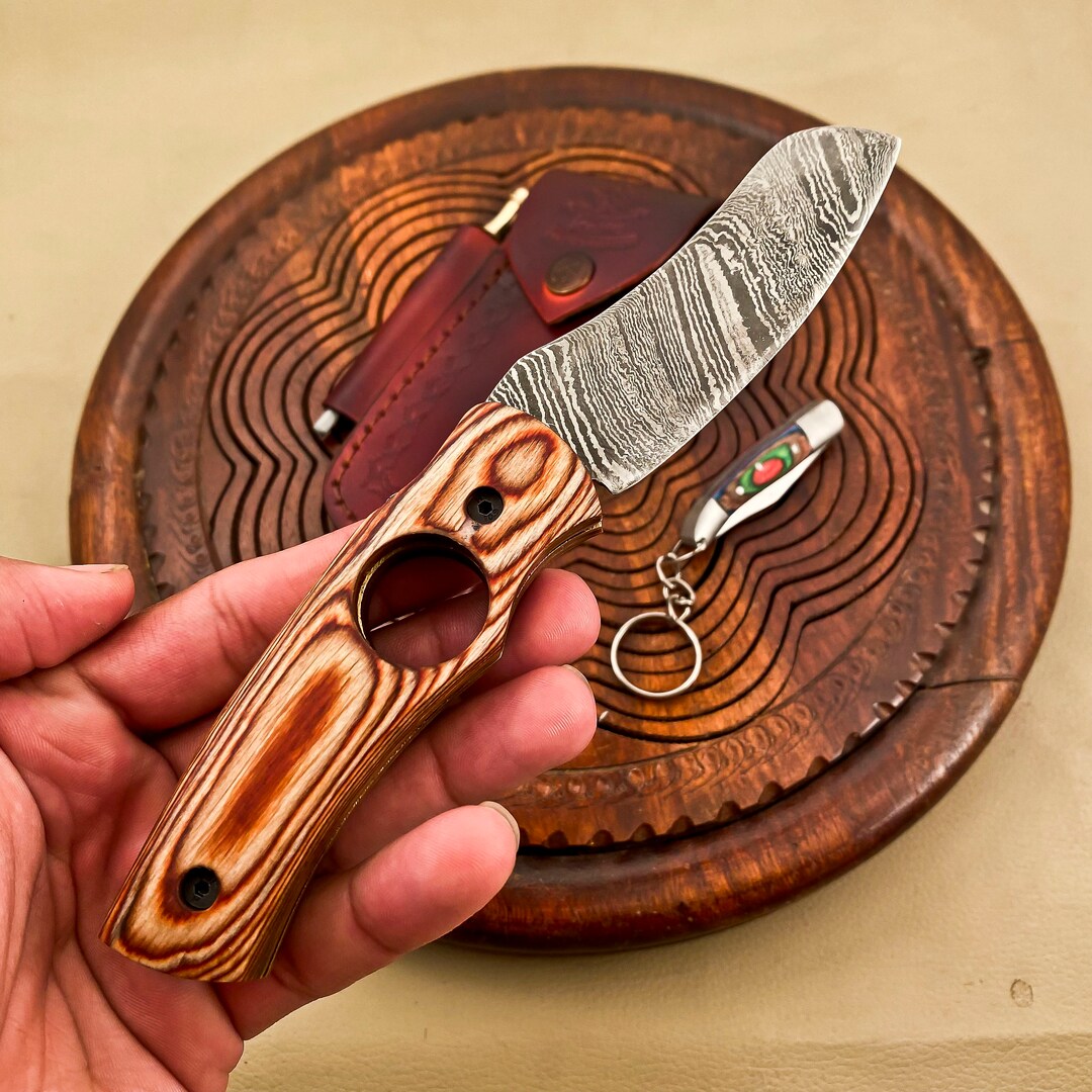 CUSTOM CIGAR CUTTER Pocket Knife Brown Wooden Handle Etsy