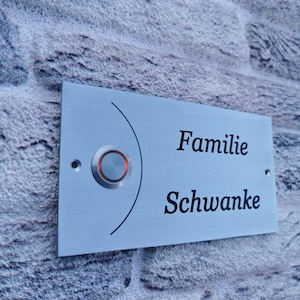 Klingelschild aus Edelstahl 150x80 mm mit LED Beleuchtung