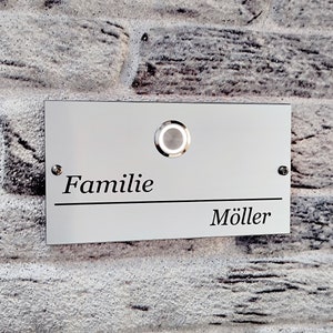 Klingelschild aus Edelstahl 150x80 mm mit LED Beleuchtung