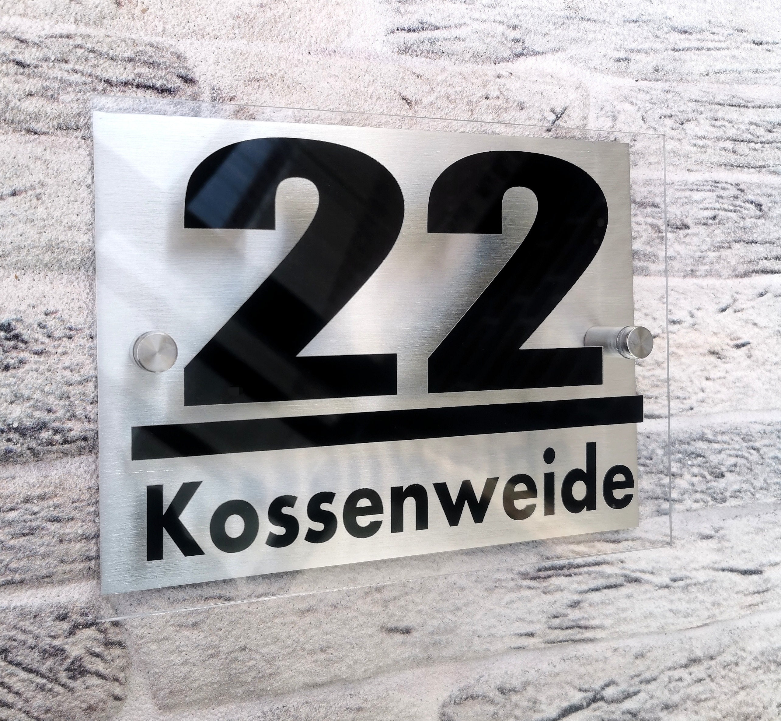 EDELSTAHL HAUSNUMMER TÜRSCHILD NAMENSSCHILD MIT LASERGRAVUR NACH