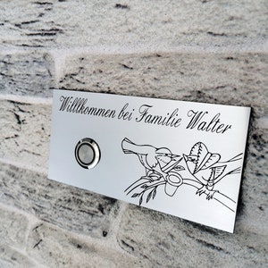 Klingelschild  aus Edelstahl 150x80 mm mit LED Beleuchtung