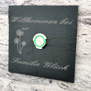 Klingelschild aus Schiefer mit LED Beleuchtung Personalisiert 100x100mm