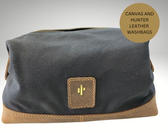 Luxurious Cotton Canvass & oiled hunter leather trim washbag