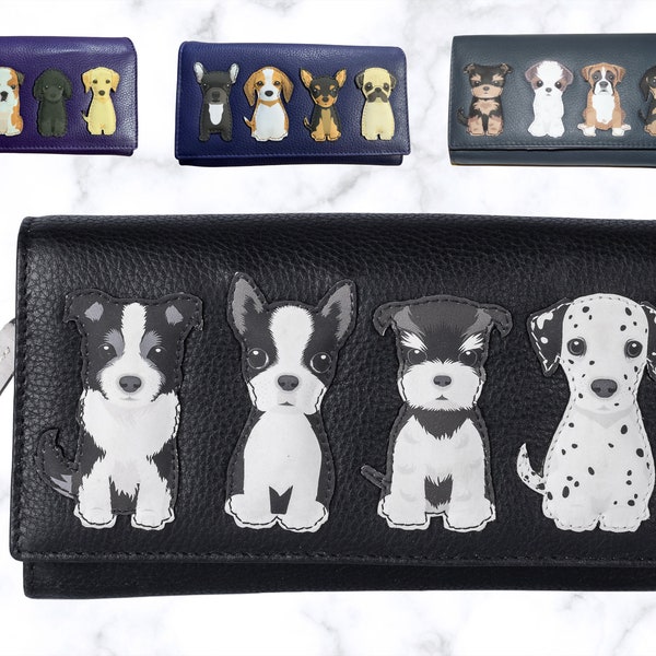 Porte-monnaie en cuir souple de qualité supérieure avec protection RFID - Boxer, labrador, bouledogue, beagle et plus