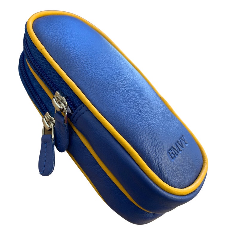 Unisex Soft Leather Double Glasses Case by Love EMVY Blue/Yellow