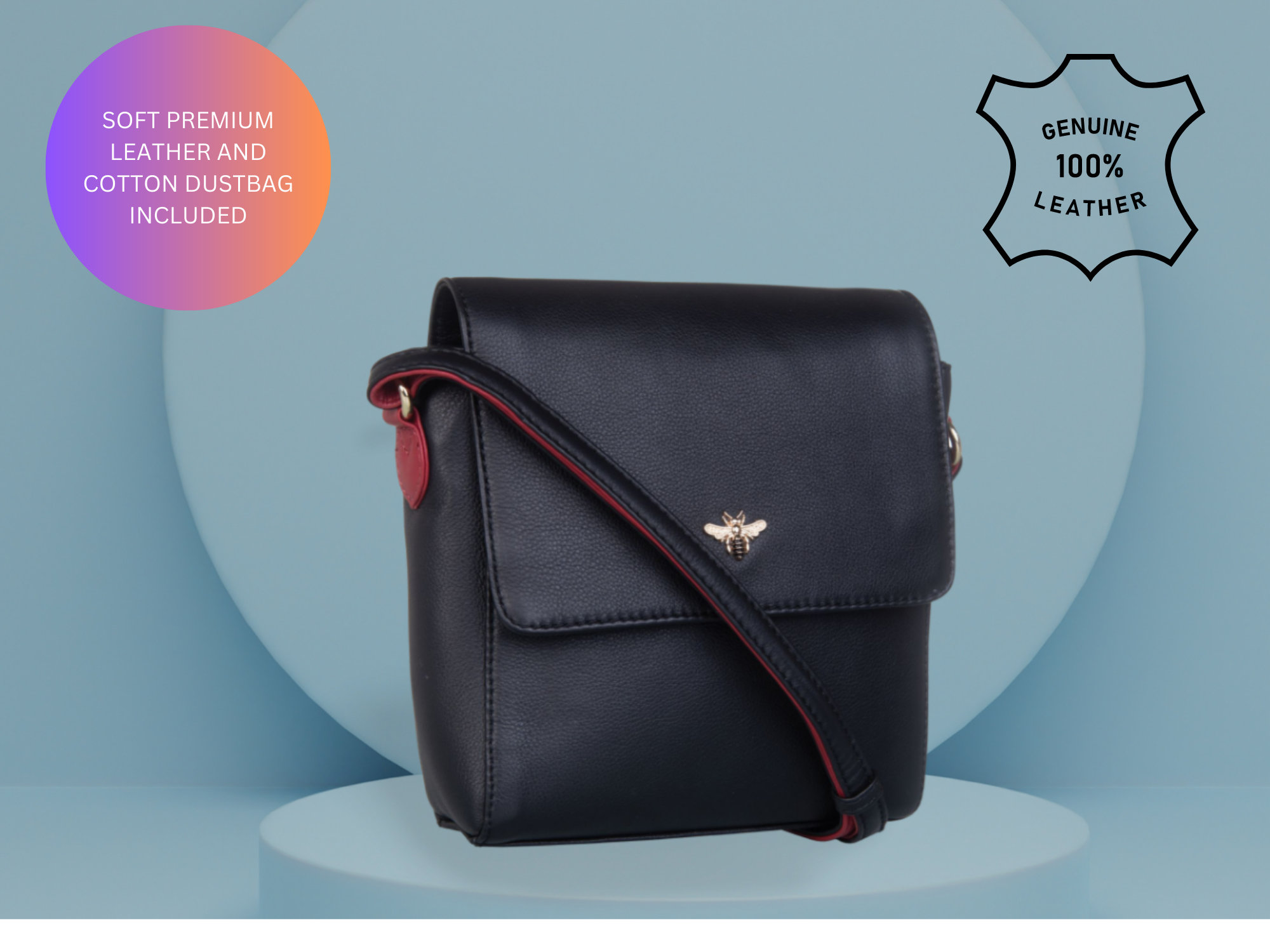 Premium Leather Bee Crossbody Black Hand Bag - Etsy