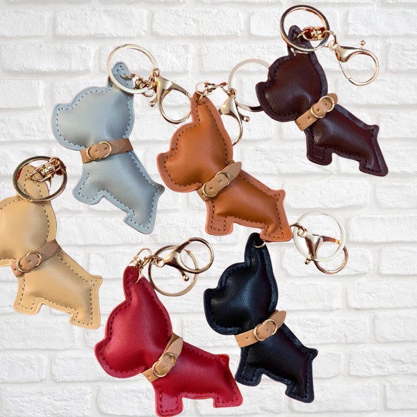 French Bulldog Leather Keyring Bag Charm