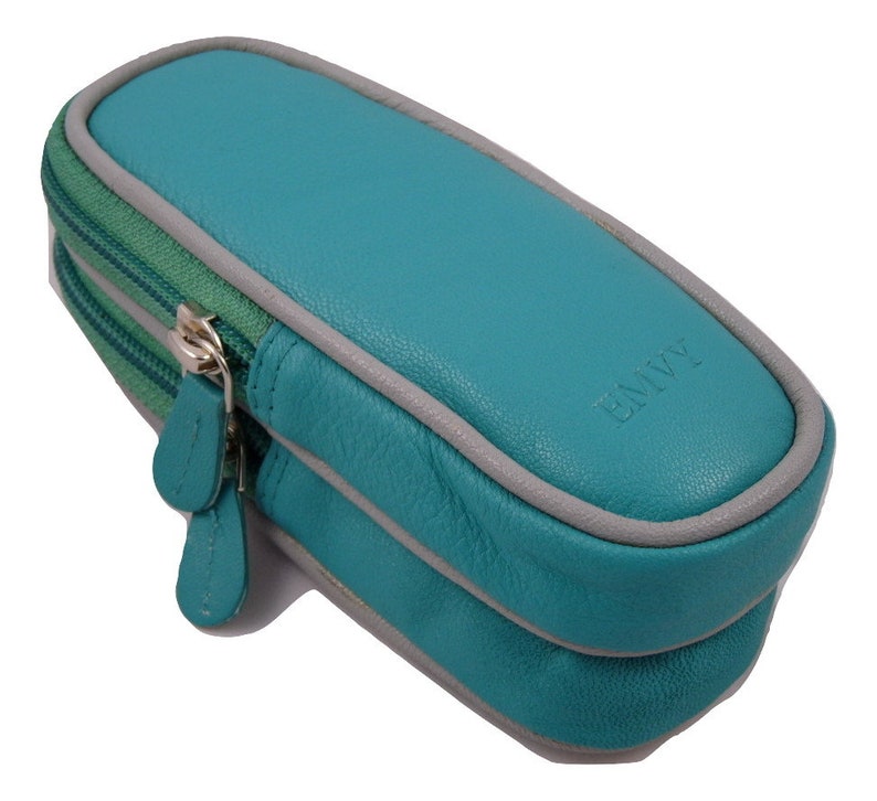 Unisex Soft Leather Double Glasses Case by Love EMVY Turquoise