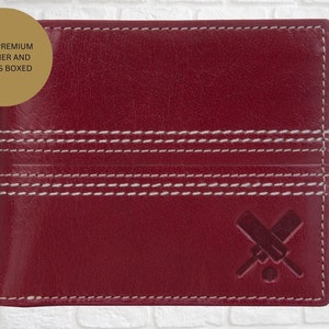 Edgbaston Cricket Ball RFID Mens Bifold Wallet with coin pocket - Handmade and soft genuine leather