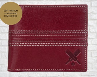 Edgbaston Cricket Ball RFID Mens Bifold Wallet with coin pocket - Handmade and soft genuine leather