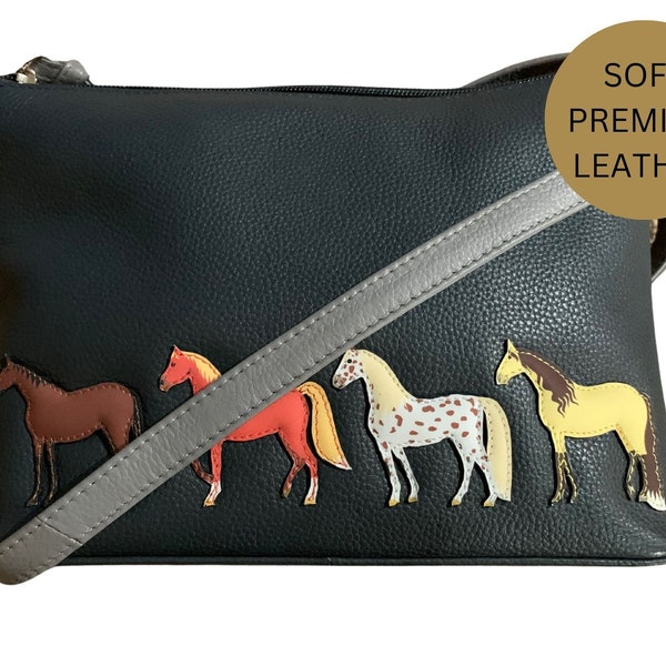 Leather Crossbody Bag - Horse Equestrian