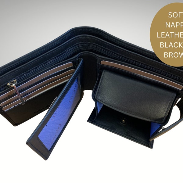 Soft Luxurious Leather Wallet with Coin Pocket - RFID Blocking